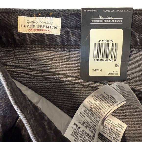 NWT Levis 70s HIGH FLARE Gray Black Denim Jeans Womens Size 24W - Picture 7 of 8
